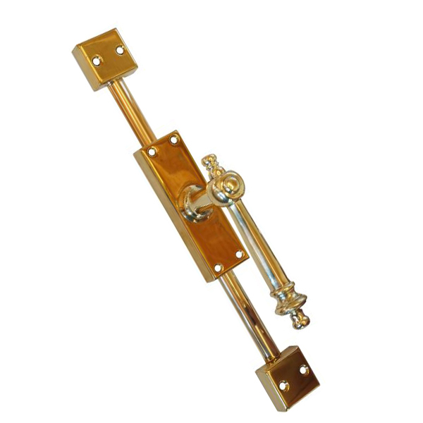 Fenstergetriebe, Basquilverschluß aus Messing gefertigt dann poliert, für rechtes Fenster, bis 2,4 Meter. Auch als Attrappe möglich, Jugendstil